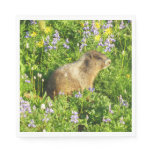 Marmot in Mount Rainier Wildflowers Napkins
