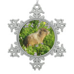 Marmot in Mount Rainier Wildflowers Snowflake Pewter Christmas Ornament
