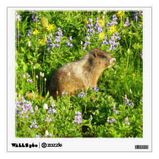 Marmot in Mount Rainier Wildflowers Wall Decal