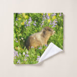 Marmot in Mount Rainier Wildflowers Wash Cloth