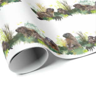 Marmot Meadow Wrapping Paper (choose colour)