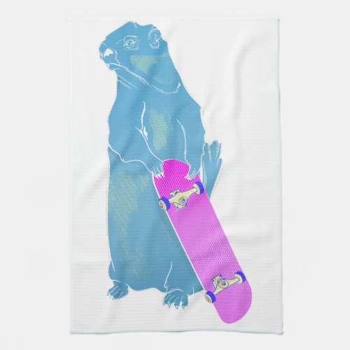 Marmot Woodchuck skateboarding Kitchen Towel