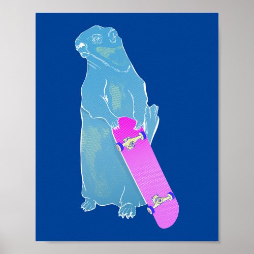 Marmot Woodchuck skateboarding Poster