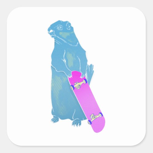 Marmot Woodchuck skateboarding Square Sticker