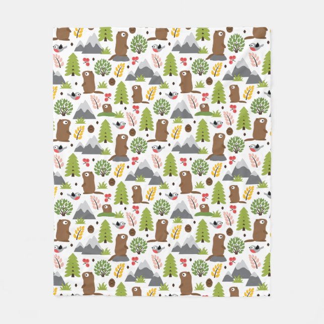 Marmots on a Mountain Glade Fleece Blanket (Front)