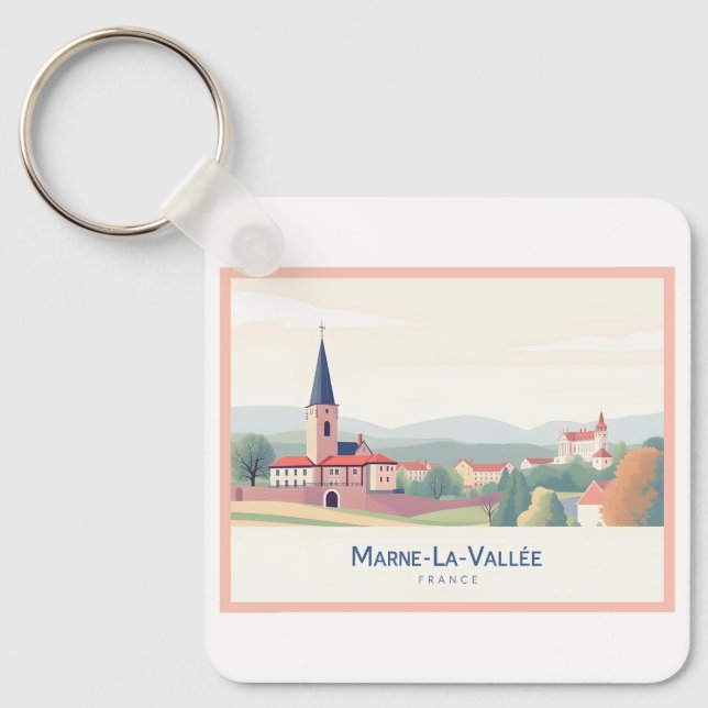 Marne-La-Vallée France Pastel Travel Keychain (Front)