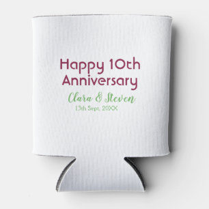 MARON GREEN PASTEL happy 10th anniversary wedding Can Cooler