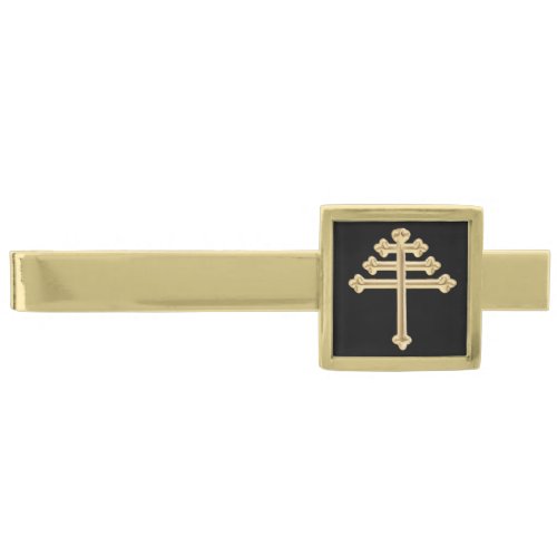 Maronite Church Cross  Gold Finish Tie Bar