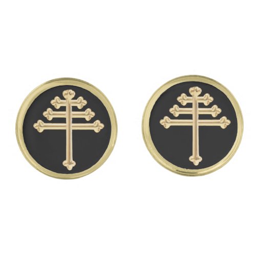 Maronite Church Cross Golden Cufflinks
