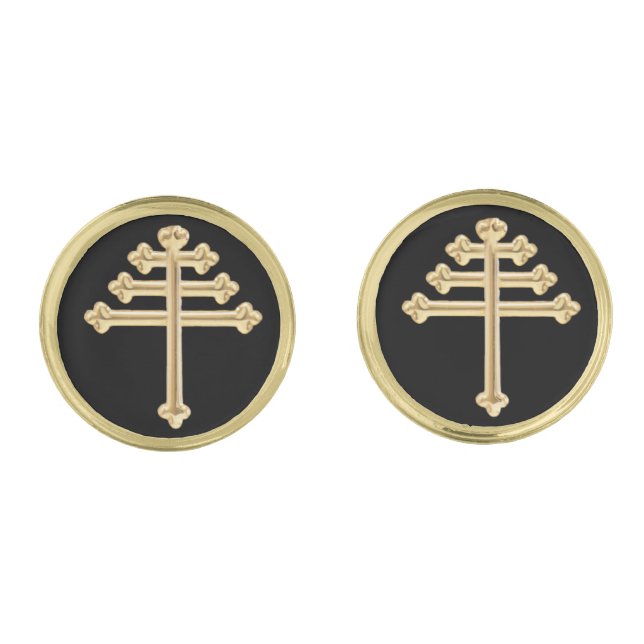 Maronite Church Cross Golden Cufflinks (Front)