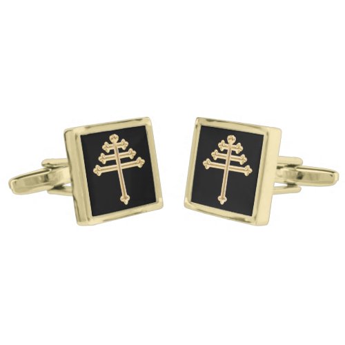 Maronite Church Cross Priest Gift Golden Cufflinks