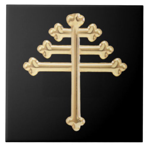 Maronite Church Golden Cross Wall Tile