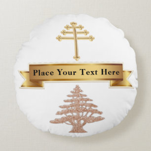 Maronite Church Wedding Personalized Ring-Bearer Round Pillow