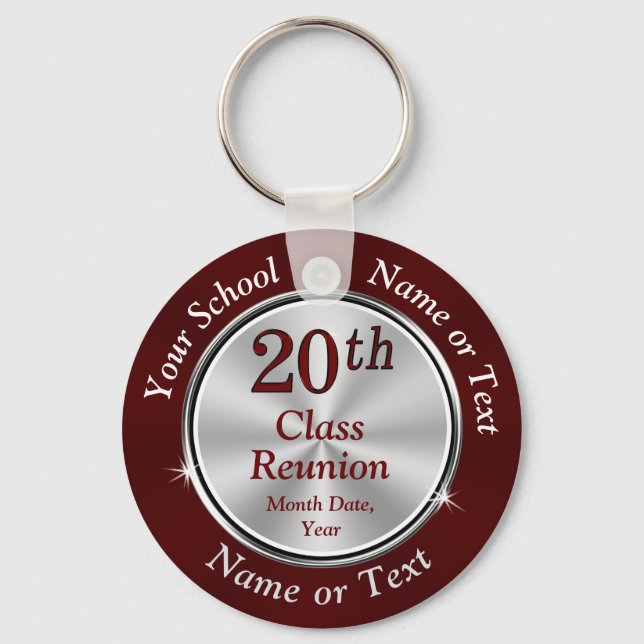 Maroon 20th High School Reunion Party Favors Keychain (Front)