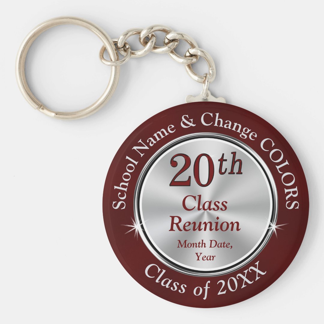 Maroon 20th High School Reunion Party Favors Keychain Zazzle