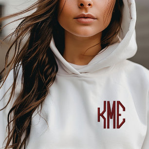 Maroon 3 Letter Custom Monogram Embroidered Hoodie