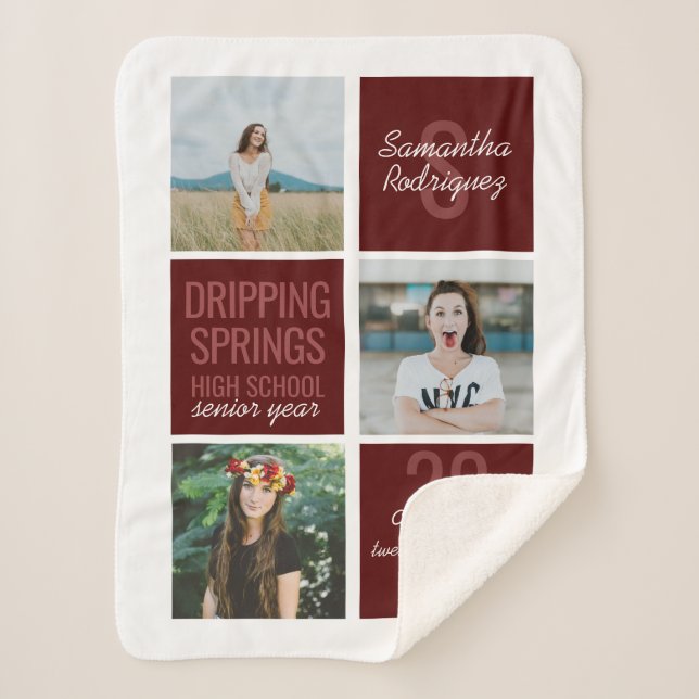 Maroon 3-Photo Fun Boxes Class Year Sherpa Blanket (Front)