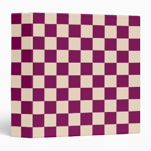 Maroon and beige checkerboard pattern 3 ring binder
