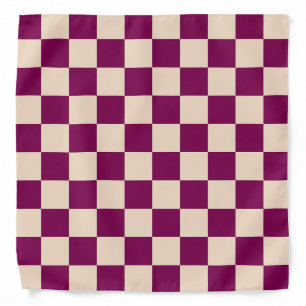 Maroon and beige checkerboard pattern bandana