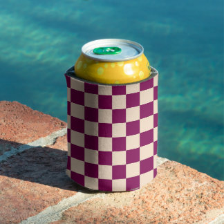 Maroon and beige checkerboard pattern can cooler