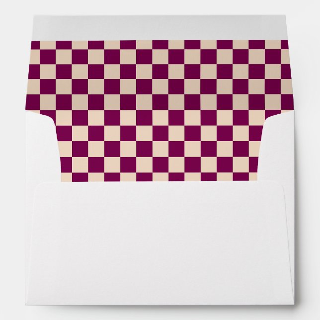 Maroon and beige checkerboard pattern envelope (Back (Bottom))