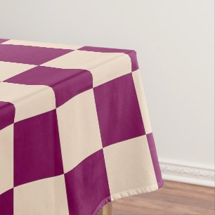 Maroon and beige checkerboard pattern tablecloth