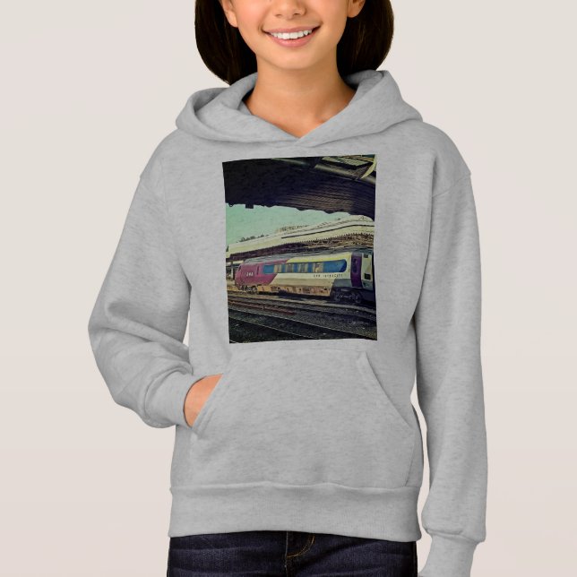 Maroon and beige train hoodie (Front)