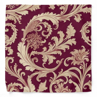 Maroon and Beige Vintage Pattern Bandana