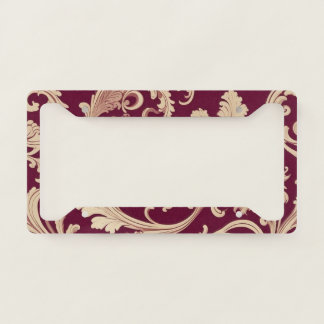 Maroon and Beige Vintage Pattern  License Plate Frame