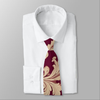 Maroon and Beige Vintage Pattern  Neck Tie