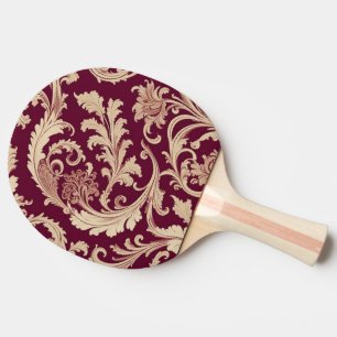 Maroon and Beige Vintage Pattern Ping Pong Paddle