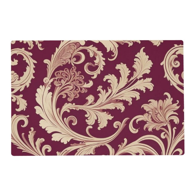 Maroon and Beige Vintage Pattern  Placemat (Front)