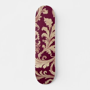 Maroon and Beige Vintage Pattern Skateboard