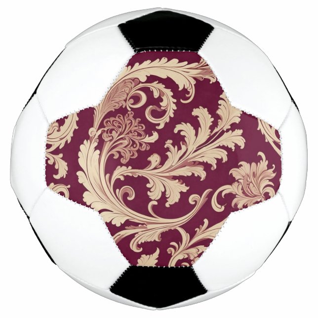 Maroon and Beige Vintage Pattern  Soccer Ball (Front)