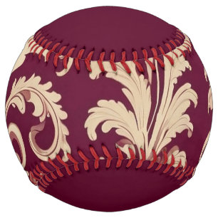 Maroon and Beige Vintage Pattern  Softball