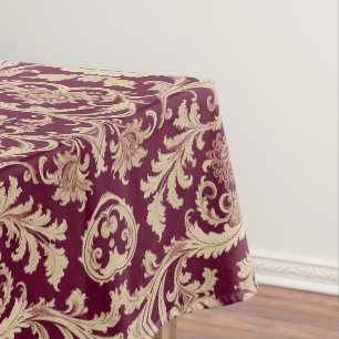 Maroon and Beige Vintage Pattern Tablecloth