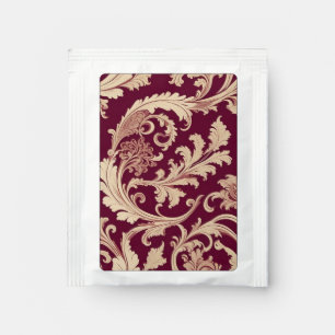 Maroon and Beige Vintage Pattern Tea Bag Drink Mix