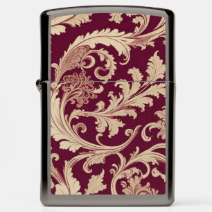 Maroon and Beige Vintage Pattern  Zippo Lighter