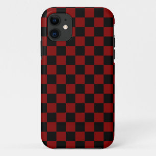 Maroon and Black Checkered Vintage iPhone 11 Case