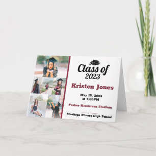 Maroon and Black Multi-photo Graduation  Invitation