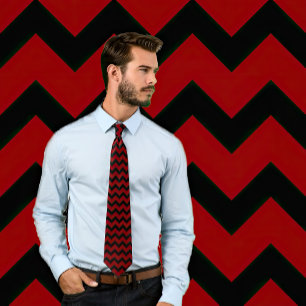 Maroon and Black Zig Zag Striped Tie