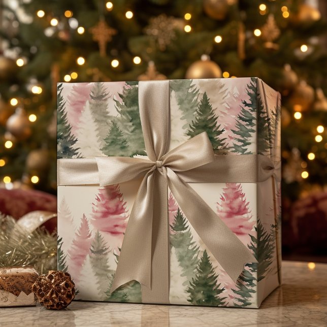 Maroon and Dark Green Pine Tree Wrapping Paper (Creator Uploaded)