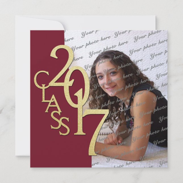 Maroon and Gold 2017 Graduation Invitation (Front)