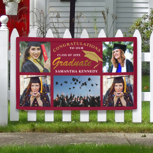 Maroon And Gold 2026 Graduation 5 Photo Collage Banner