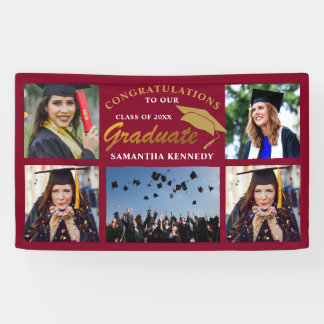 Maroon And Gold 2026 Graduation 5 Photo Collage Banner