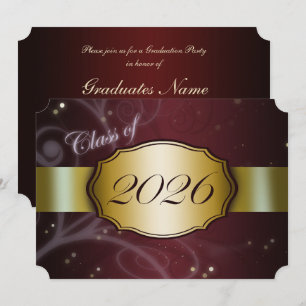Maroon and Gold 2026 Graduation Party Invitation