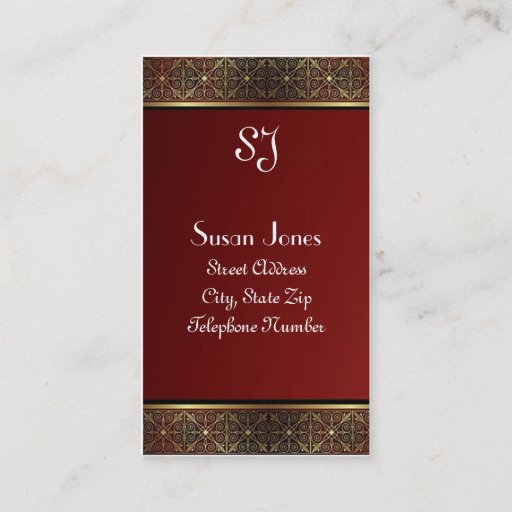 Customizable Maroon and Gold Accented Business Cards