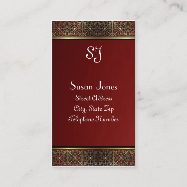 Maroon and Gold Accented Business Cards (Front)