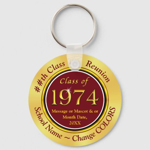 Maroon and Gold Cheap Class of 1974 Reunion Ideas Keychain