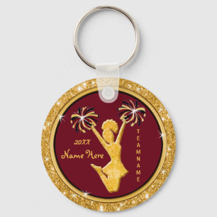 Maroon and Gold Cheap Personalized Cheer Keychains